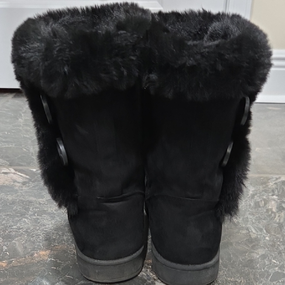 Hot Deal This Weekend!!!Sonoma Women's Black Ankle Boots with Fur Trim KOHLS - Picture 2 of 8